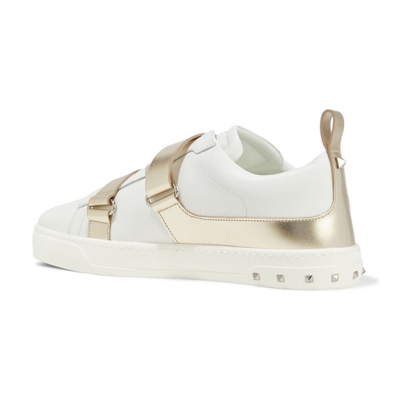 Valentino Rockstud Metallic-Trimmed Leather Sneakers - Picture 10 of 10
